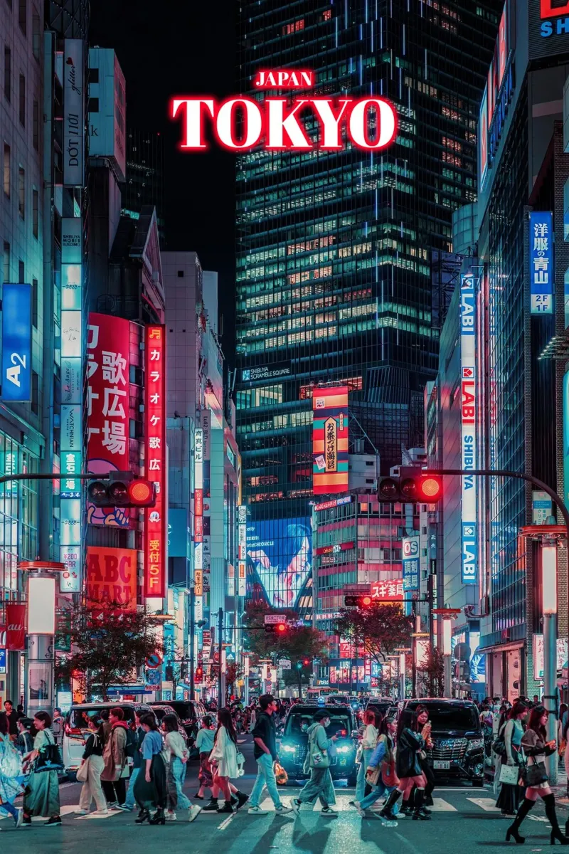 Tokio bij nacht - Japan aluminium-dibond van surfer28