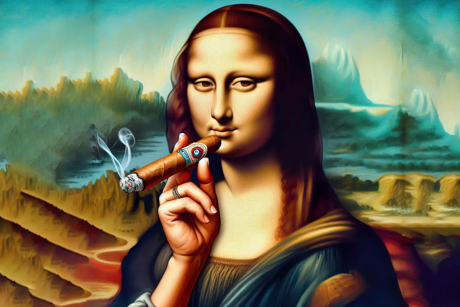 The Mona Lisa cigar alluminio dibond da 🎁 ARTVI-SHOP