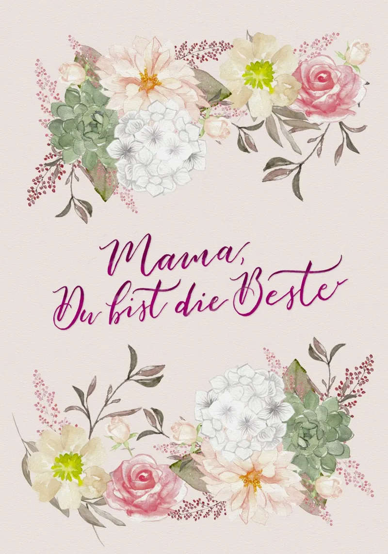 Mamma, sei la migliore. Fiori. Acquerello. Arte botanica. poster con telaio in legno da CalliLetters