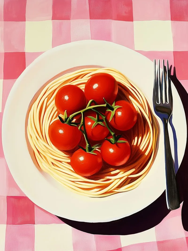 Spaghetti et tomates carta hahnemühle da Spice & Style