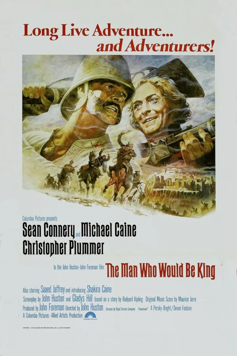 ‘The Man Who Would Be King’ Retro Movie Poster pellicola backlit da Gallery Print and Art Limited