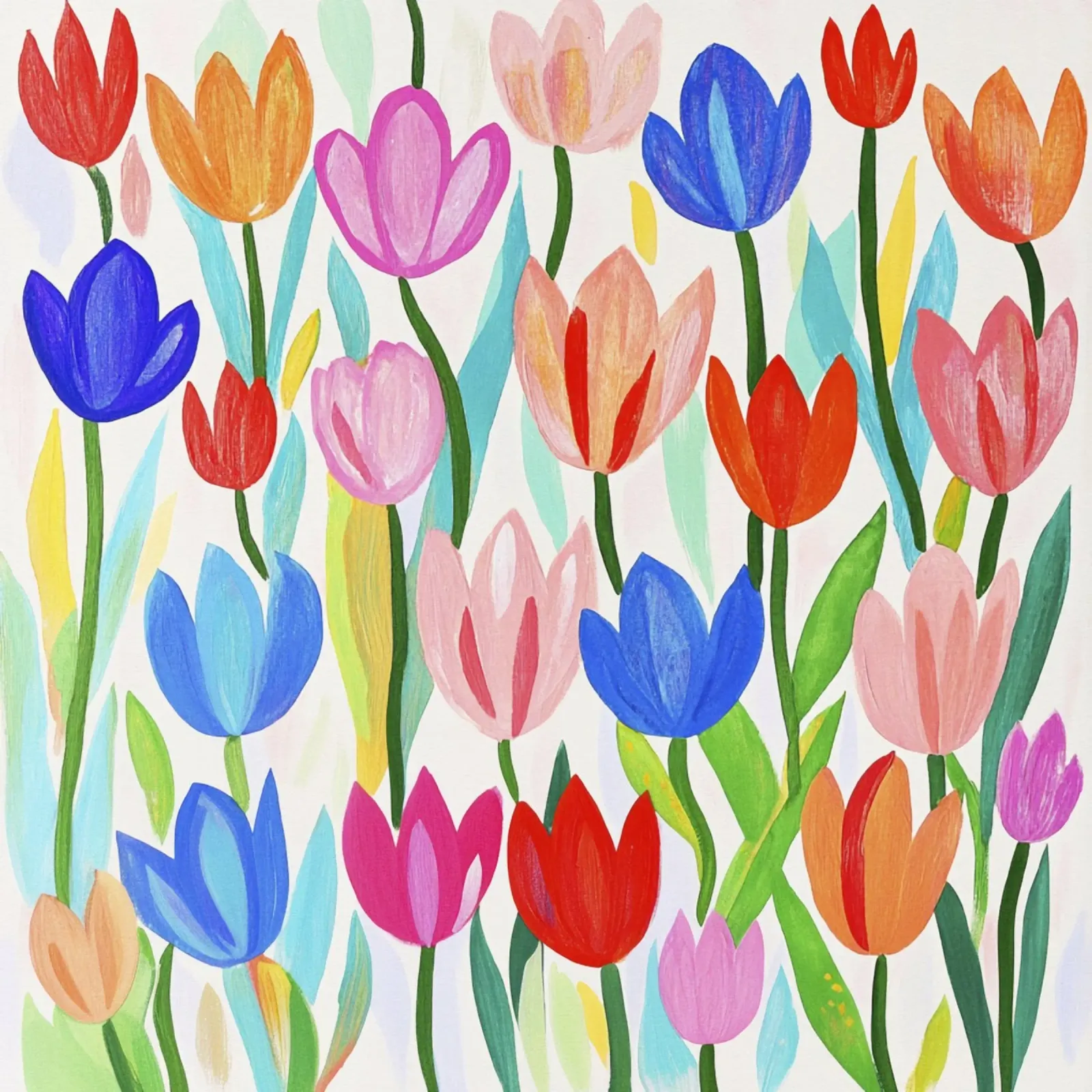 Felice Henry Matisse Fiore di primavera Giardino dei tulipani poster con telaio in alluminio da Modern Muse