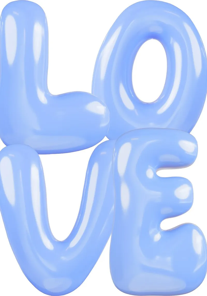 Statement Liebe Blau Leinwand mit Schattenfugenrahmen von Yaso Design & Art