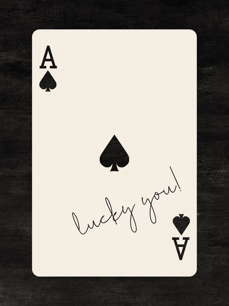 Trendy Ace of Hearts Print Lucky You Poster hahnemühle by Peaches Art Prints