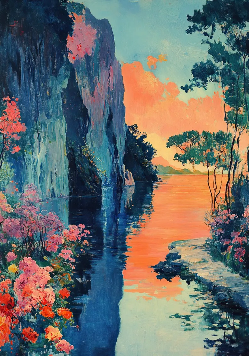 Il fiume del silenzio poster con telaio in plastica da Nikis Art Studio