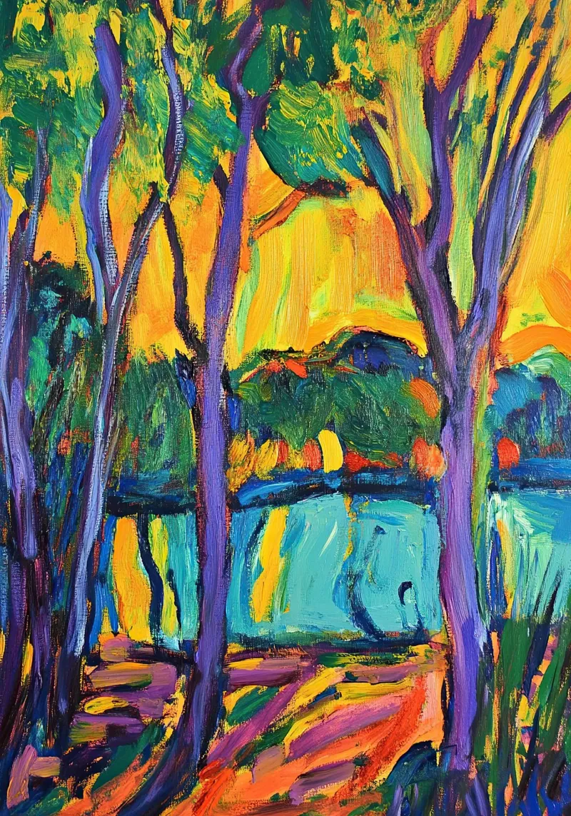 Impressionistic colours canvas with Floater frame by Nikis Art Studio