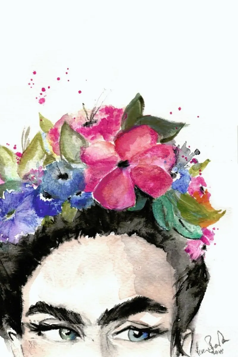 Frida's Look poster con telaio in legno da Verena Bonath | 21st aesthetics