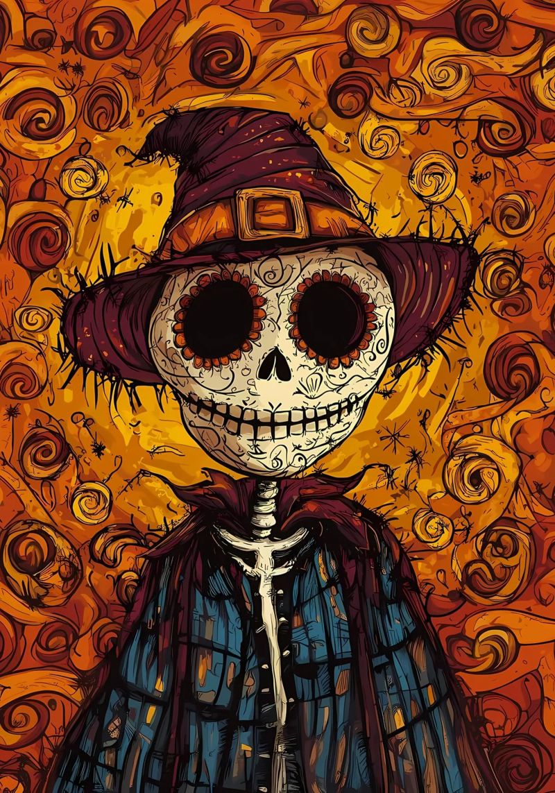 Espantapájaros Día de los Muertos metacrilato de Caeson