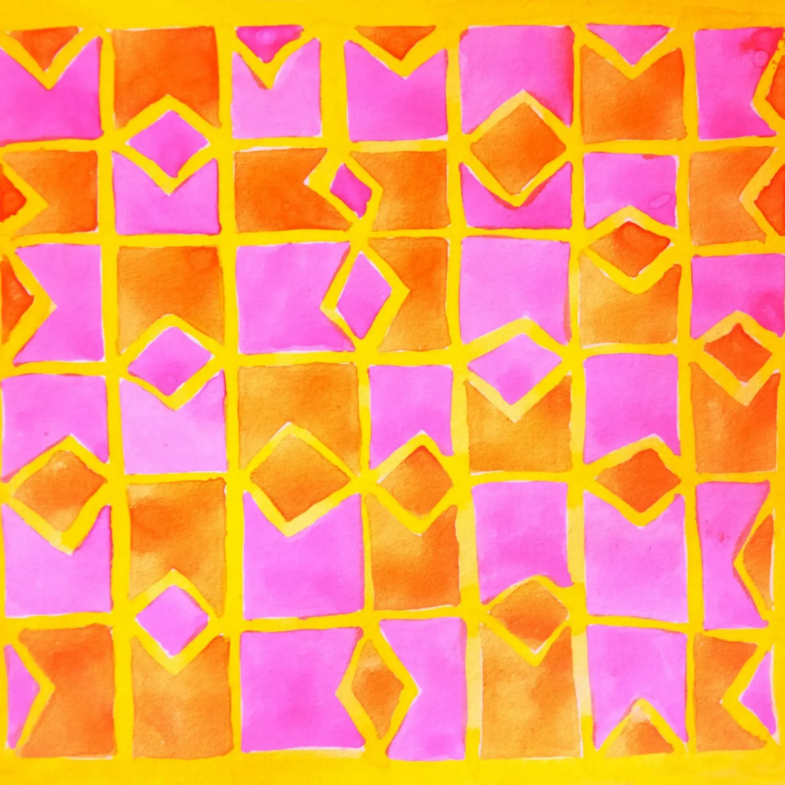 Pink abstract pattern canvas with Floater frame by Teresa André