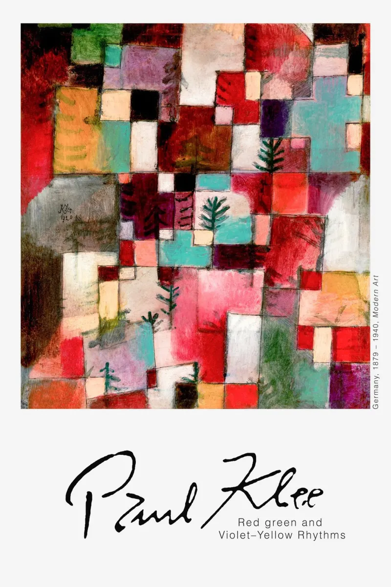 Paul Klee - Ritmo rosso, verde e viola alluminio dibond da Old Masters