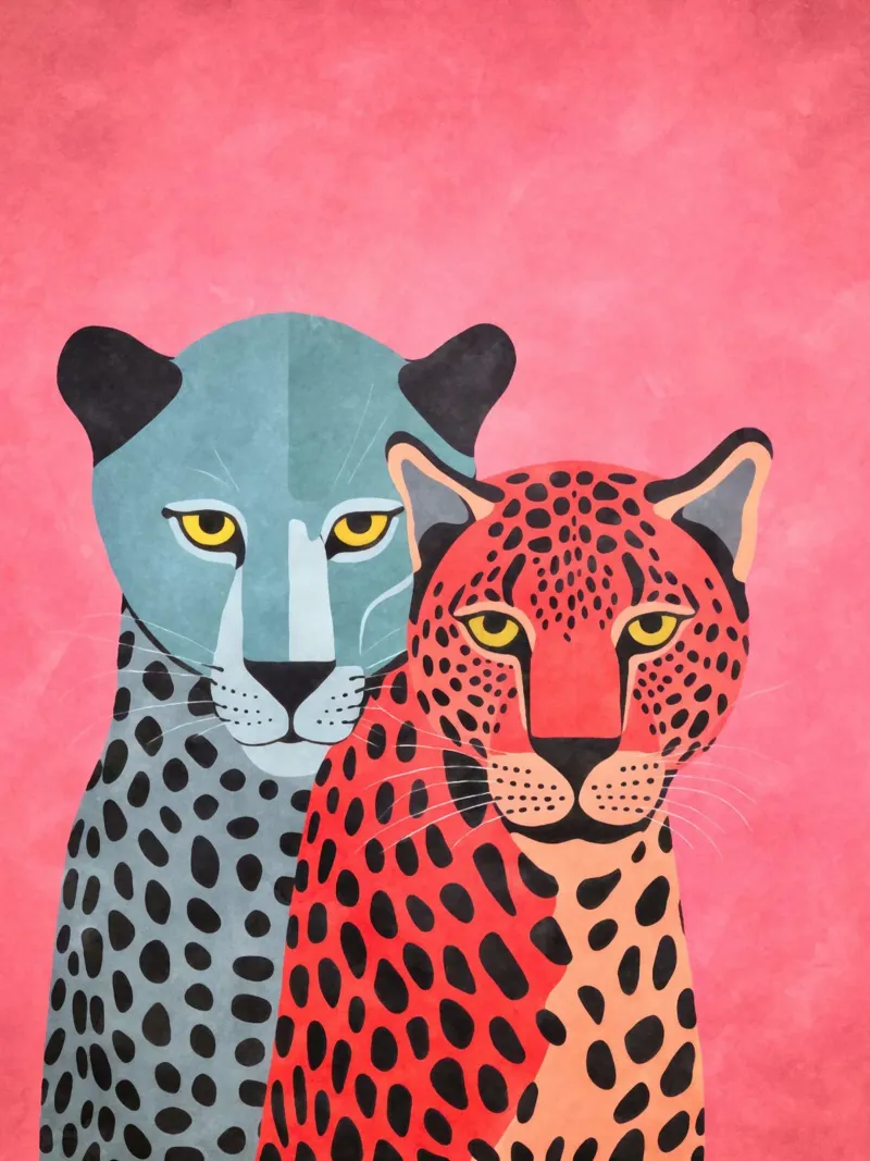 Ghepardi rosa fantasia poster con telaio in plastica da Andrea Haase Modern Home