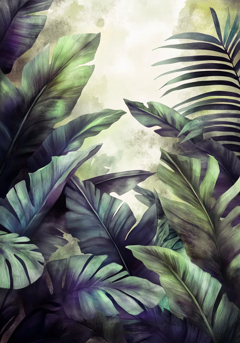 Foglie di banane tropicali poster con telaio in plastica da Justyna Jaszke JBJart