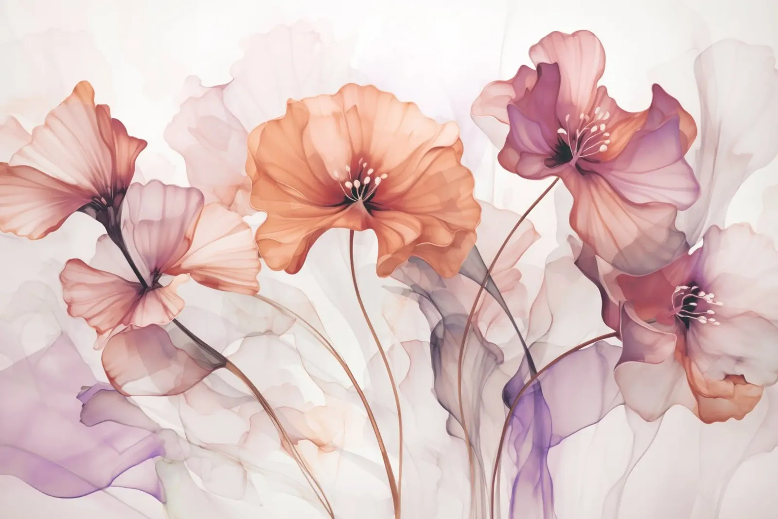 Fantasie floreali pastello eteree poster con telaio in legno da Andrea Haase Floral Passion