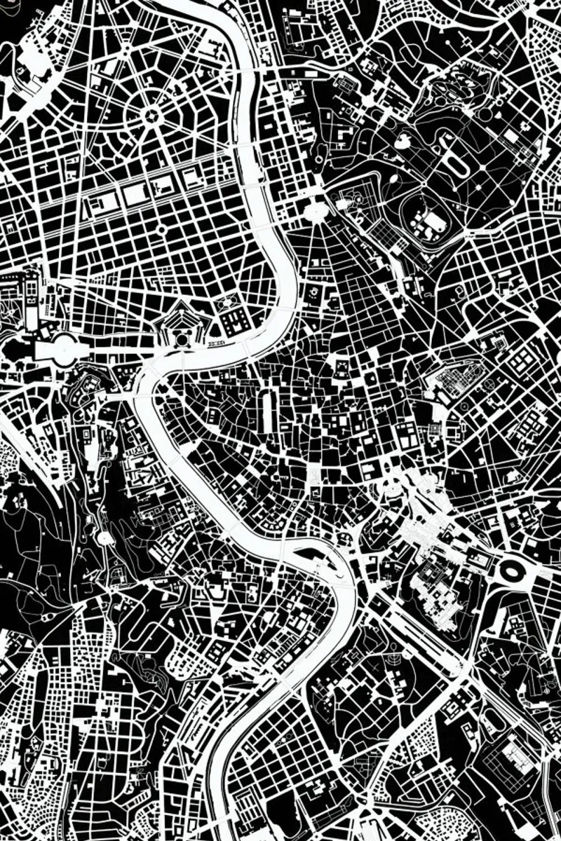 Rome Black & White poster con telaio in plastica da Planos Urbanos