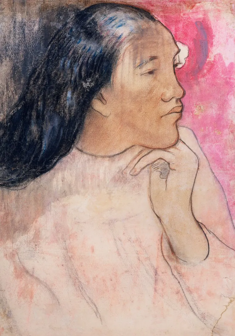 Abstracte vrouw - Paul Gauguin canvas met Baklijst van Second Canvas