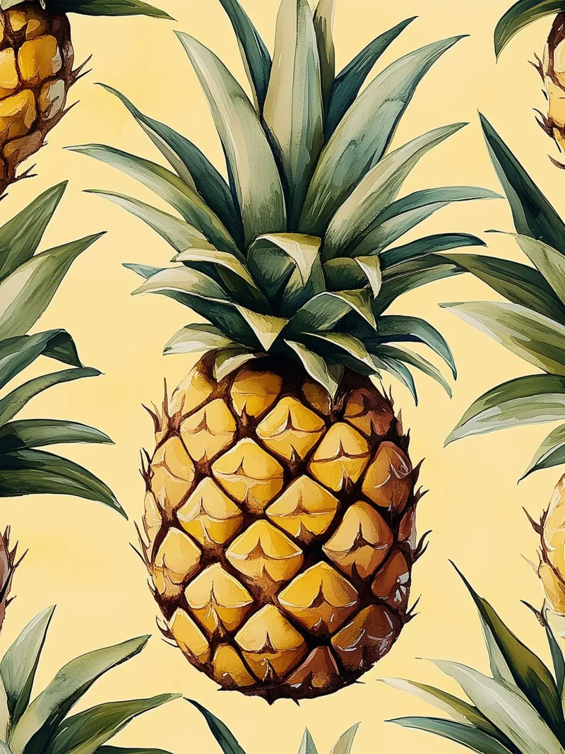 Ananas sur fond jaune hahnemühle de Spice & Style