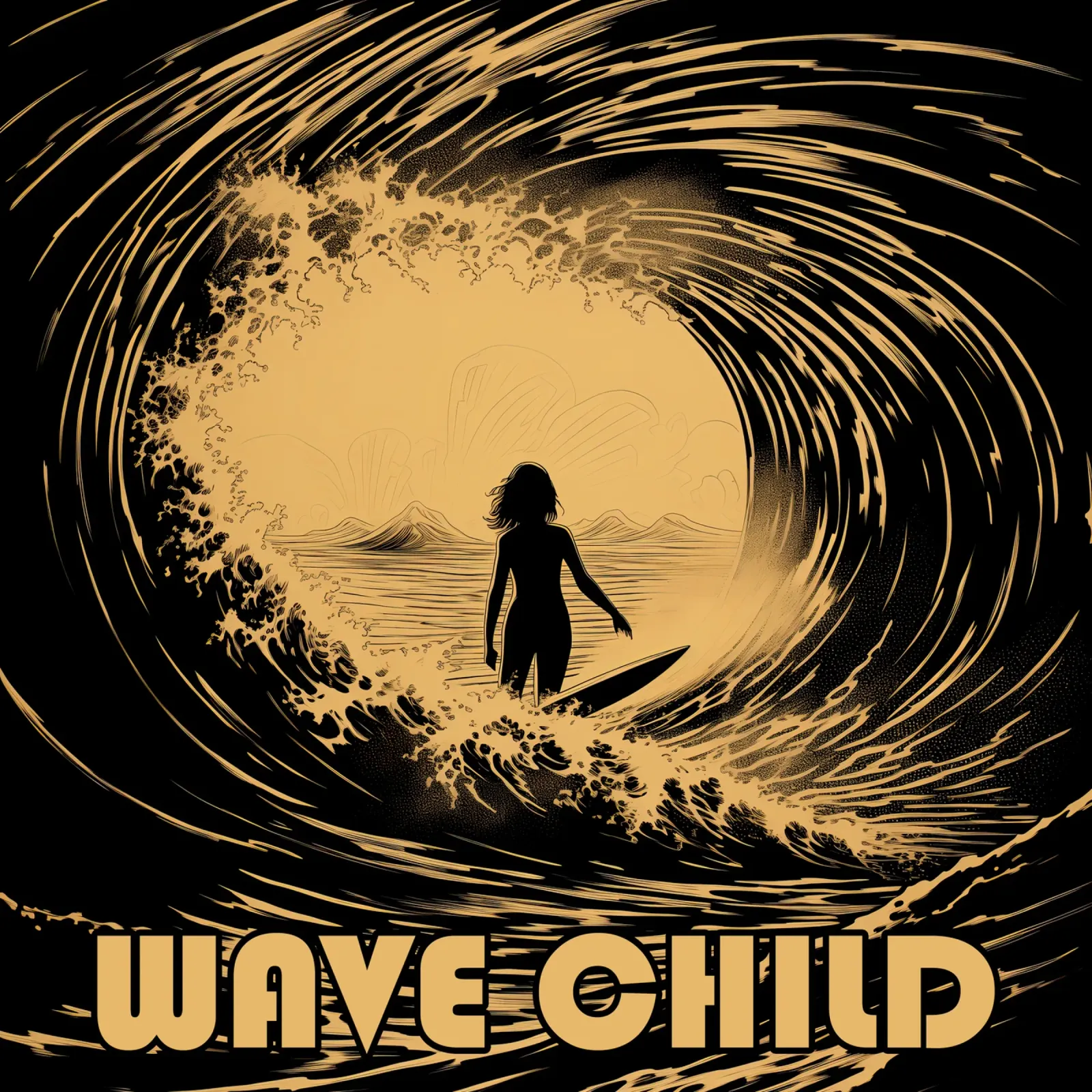 Wave Child | Surfer Motiv poster con telaio in plastica da Autofocus