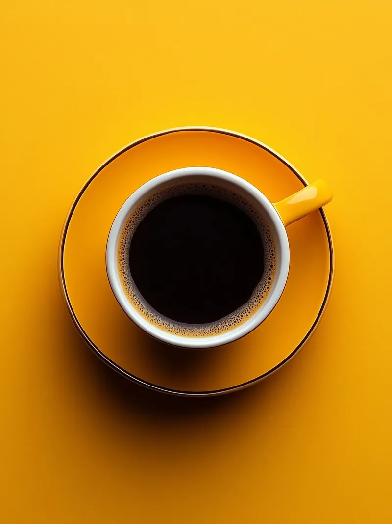 Tazza da caffè nera su sfondo giallo carta hahnemühle da Spice & Style