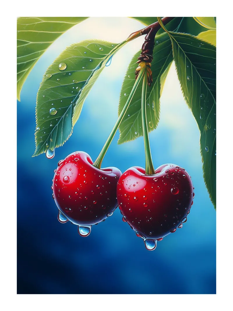Ciliegie rosse e gocce d'acqua plexiglass da Spice & Style