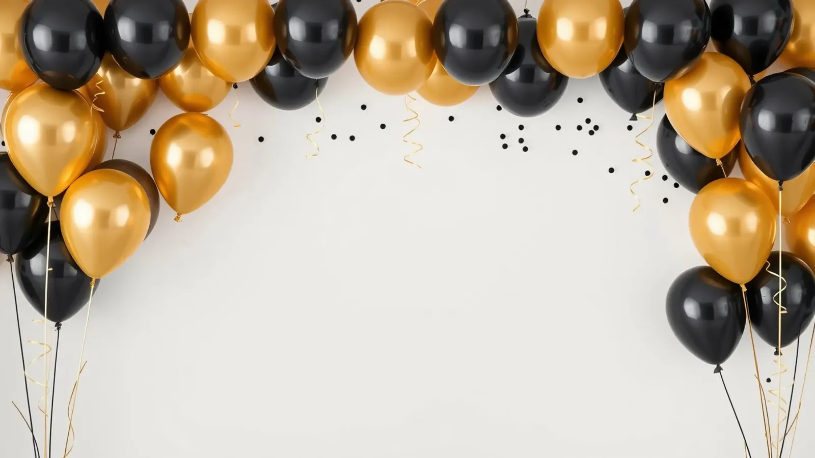 Disposizione colorata di palloncini neri e oro copia dello spazio pellicola backlit da DesignDoodle