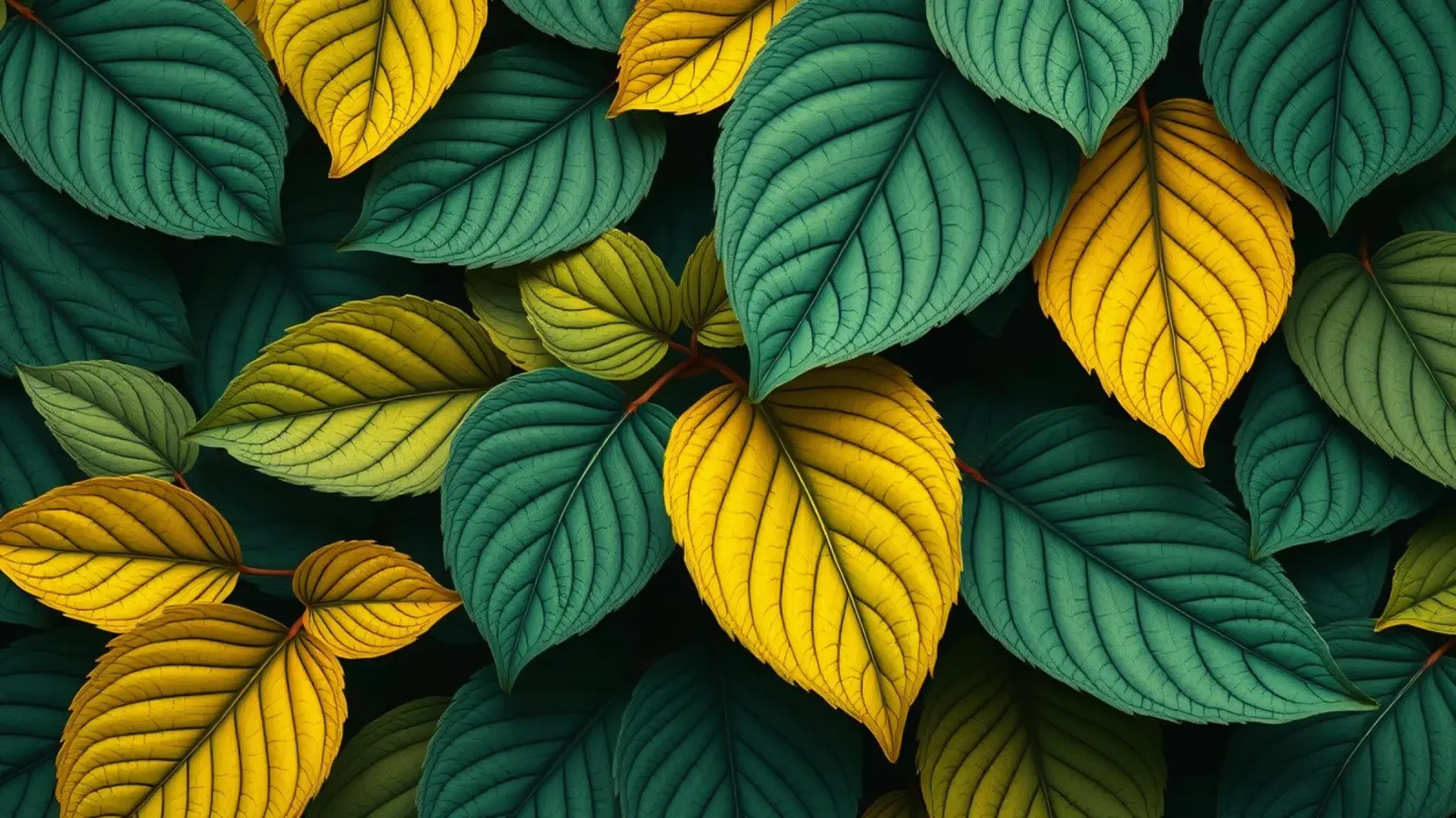 Disposizione di foglie colorate con texture e motivi ricchi di colore pellicola backlit da DesignDoodle
