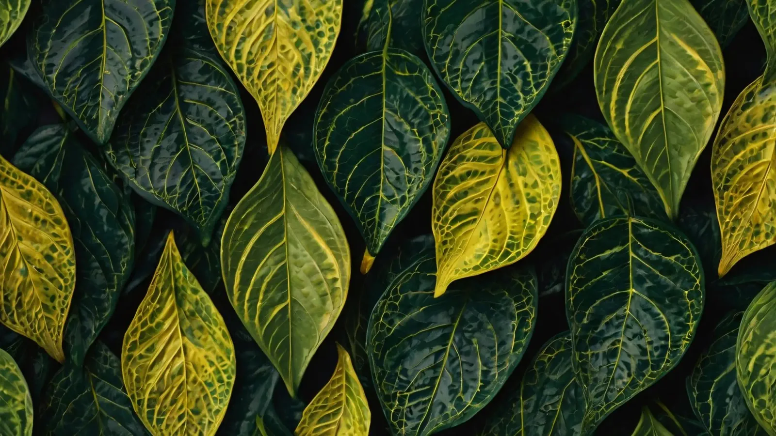 Hojas verdes y amarillas en una composición abstracta metacrilato de DesignDoodle
