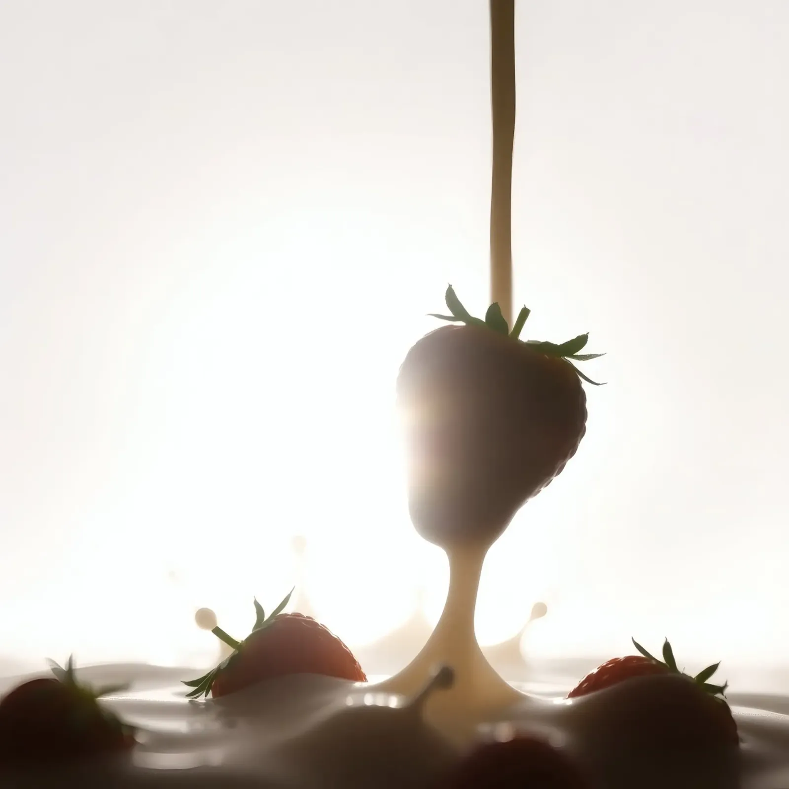 Fragole fresche immerse in una salsa cremosa pellicola backlit da DesignDoodle