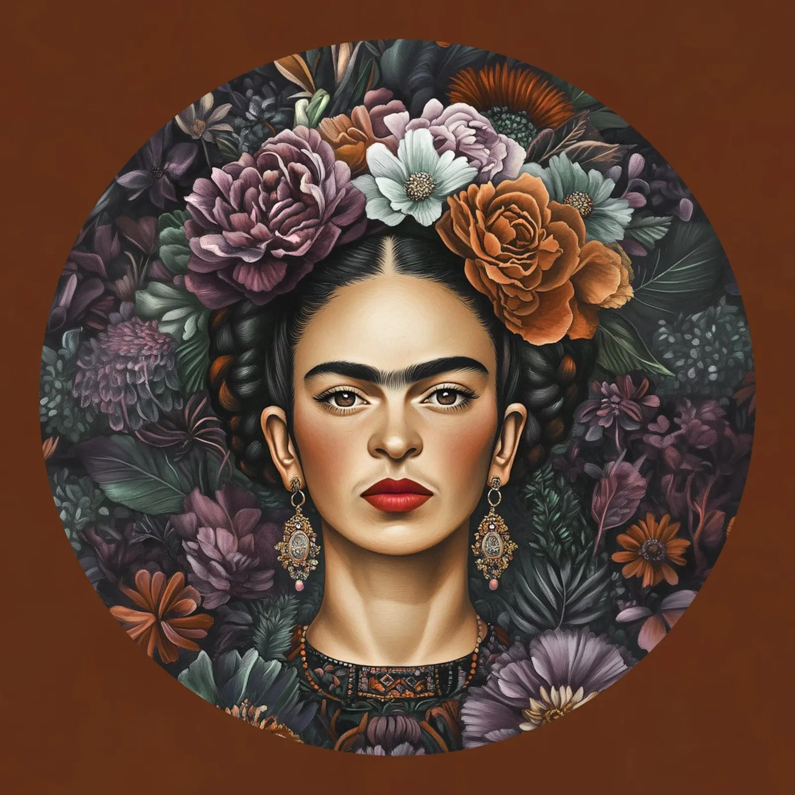 Frida Kahlo - floral pattern poster with aluminum frame by Carinaprint