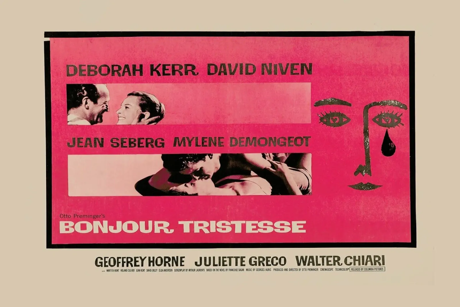 ‘Bonjour Tristesse’ Retro Movie Poster pellicola backlit da Gallery Print and Art Limited