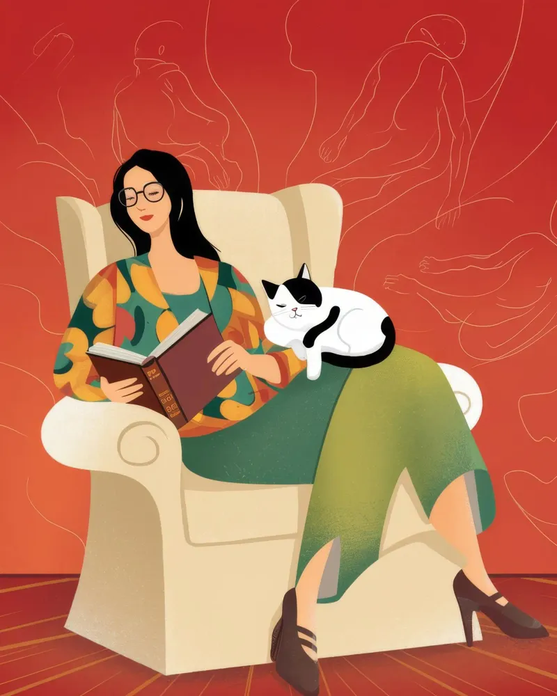 Relaxing with Cat canvas by Atelier Tiga