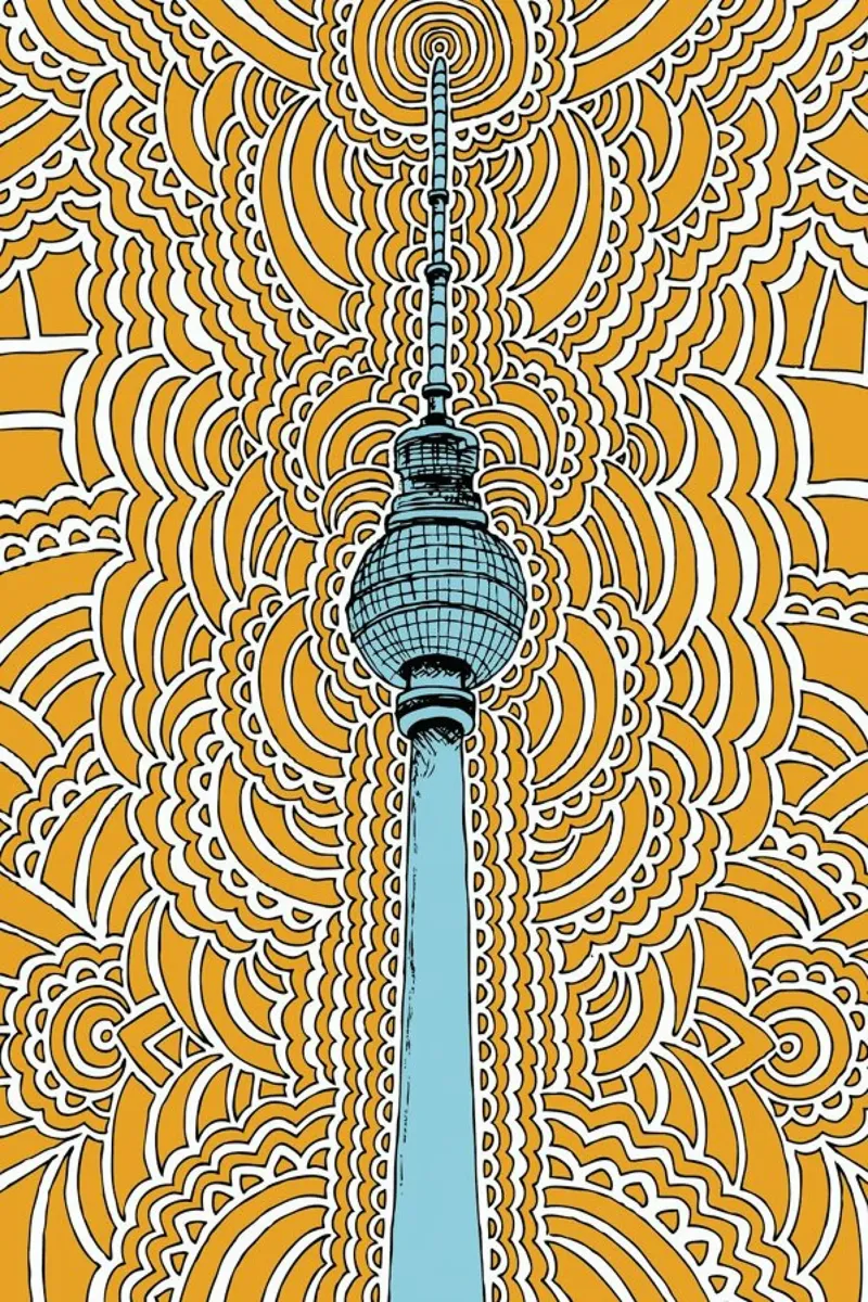 Orange Fernsehturm Drawing Meditation plexiglass da KP Design