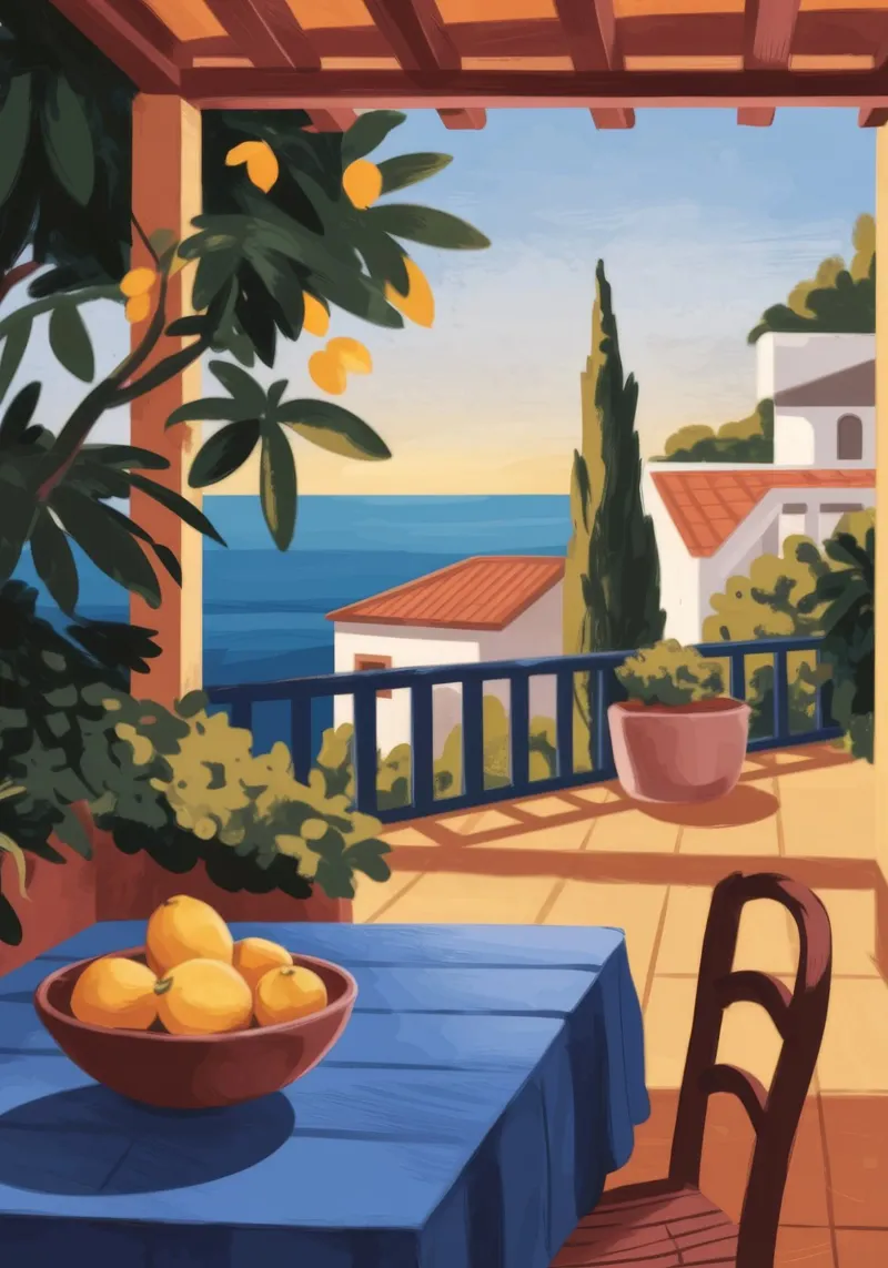 Mediterranean Balcony Retreat hahnemühle by Atelier Tiga