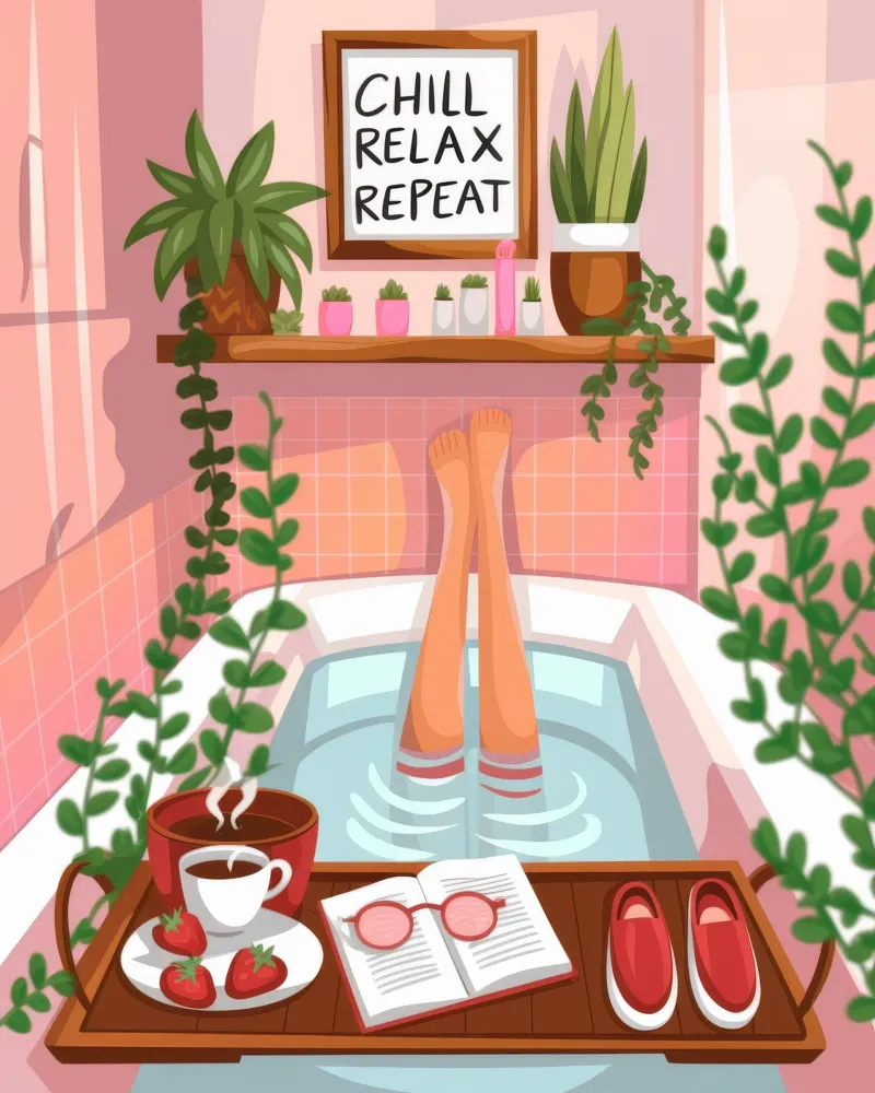 Rifugio per bagni rilassanti poster con telaio in alluminio da Atelier Tiga