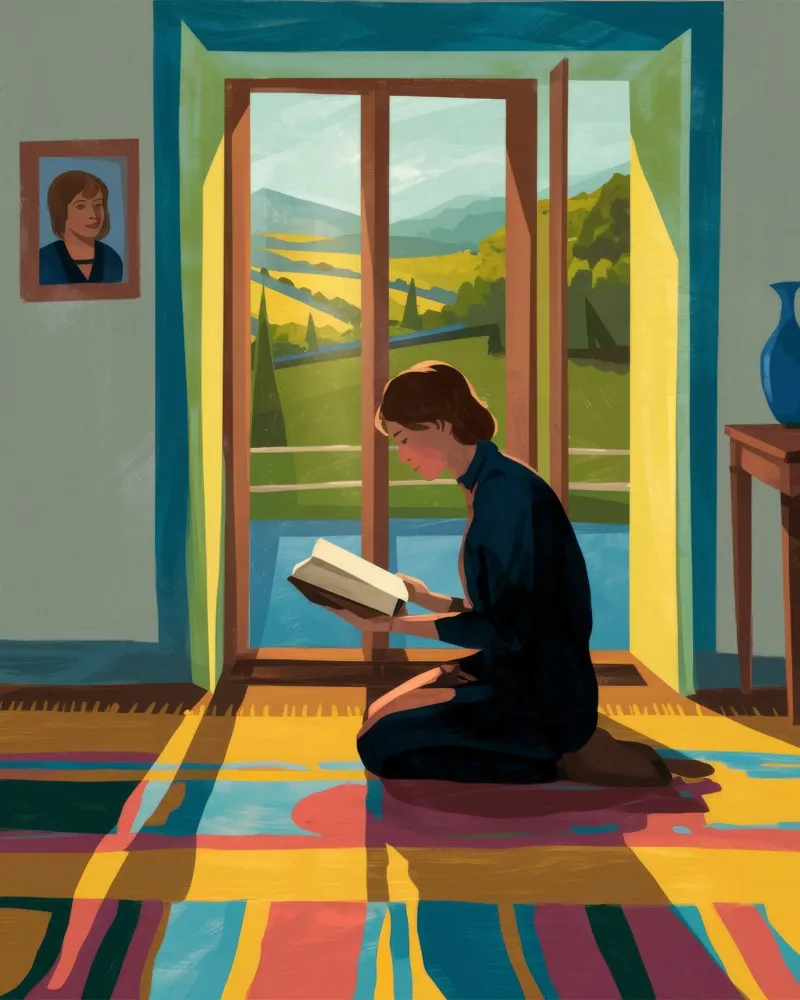 Un sereno santuario della lettura poster con telaio in plastica da Atelier Tiga