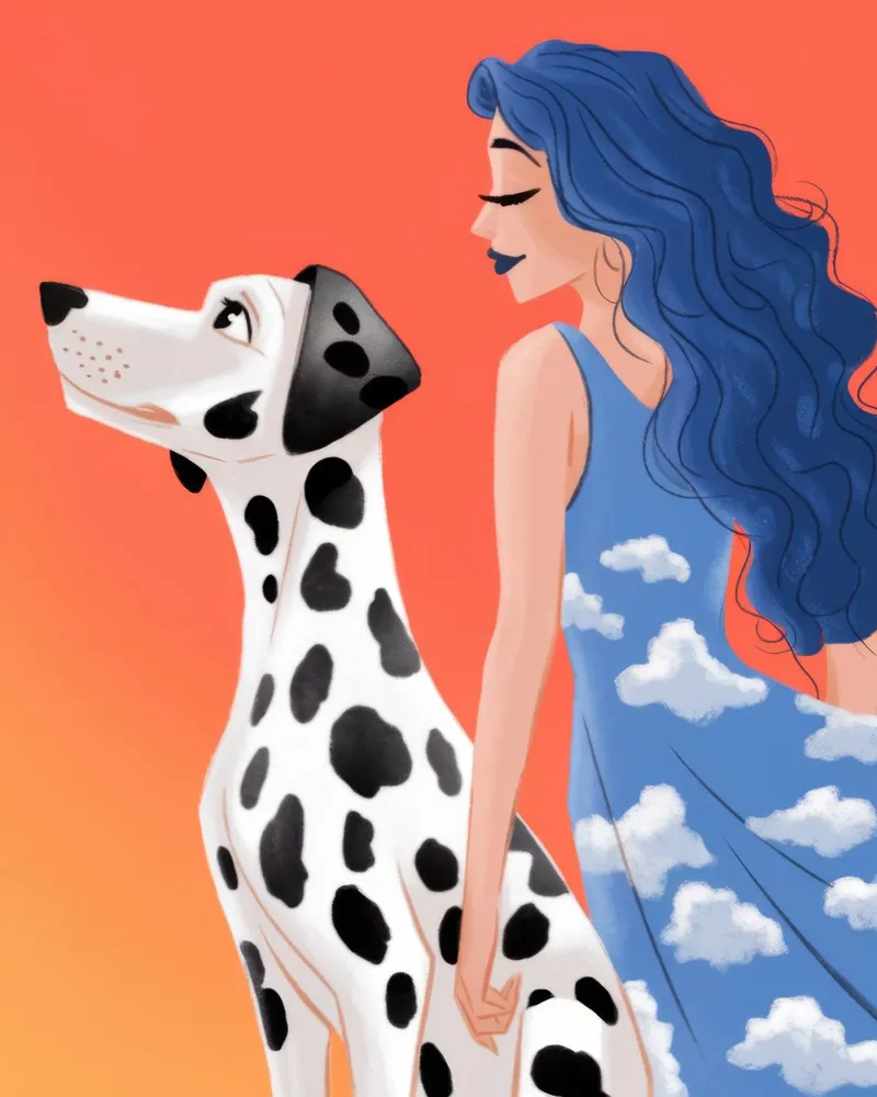 Elegante duo dalmata poster con telaio in legno da Atelier Tiga