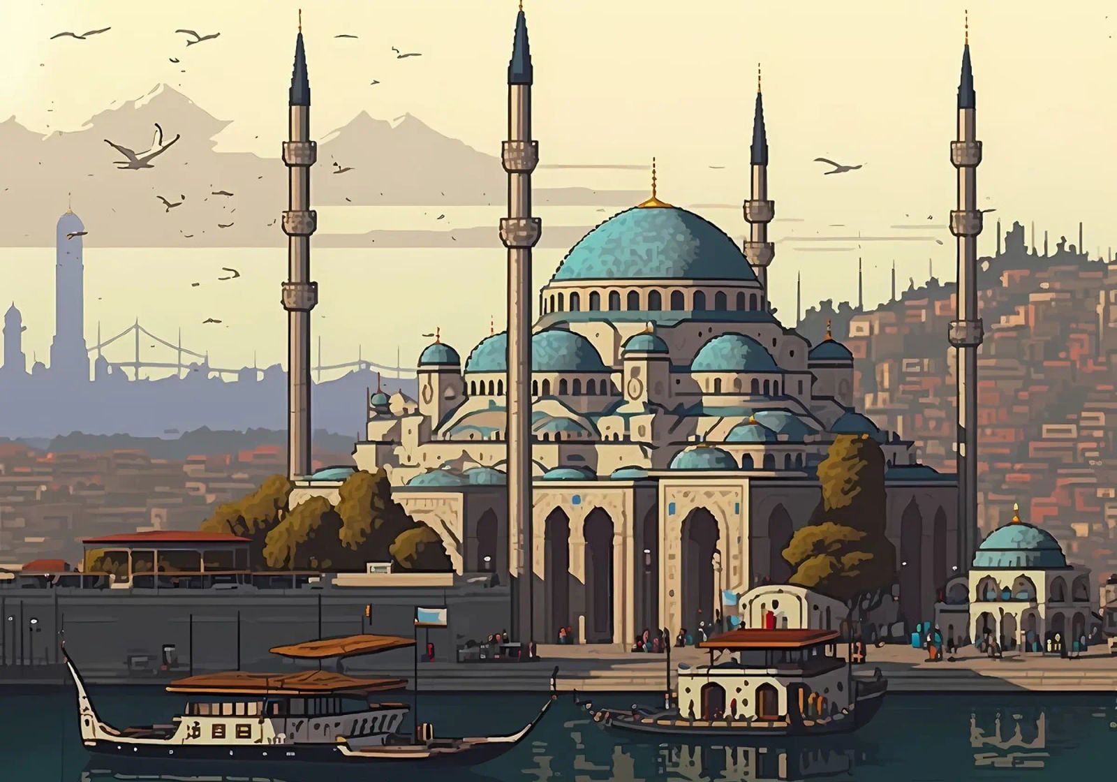 Istanbul Pixel Kunst Poster von Bernotas