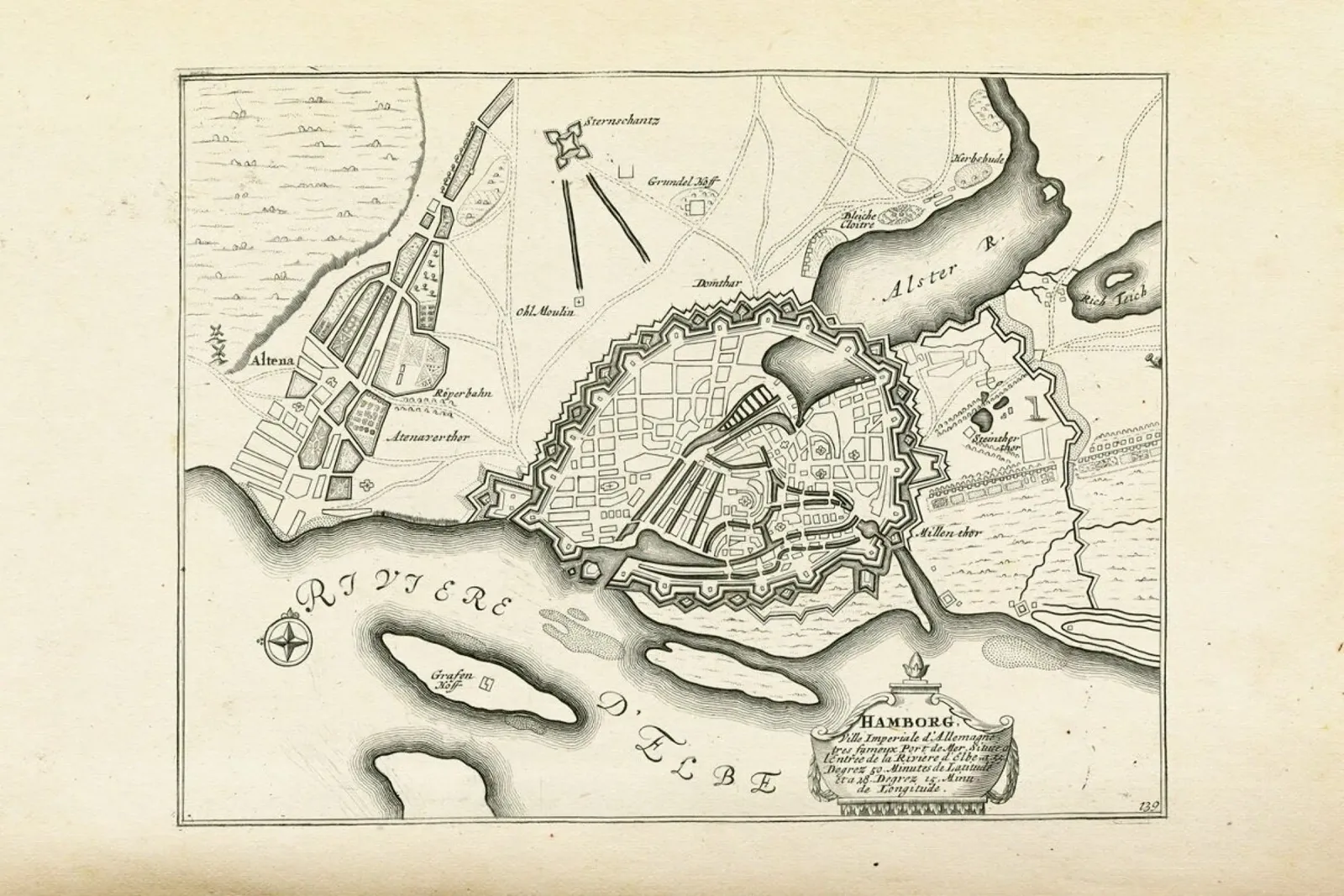 Hamburg, Germany, 1702 poster con telaio in legno da Artokoloro Quint Lox Ltd