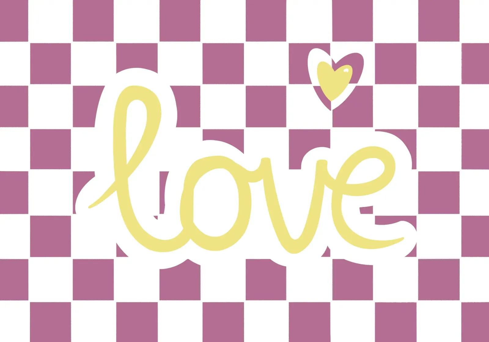 Amore scacchiera rosa poster con telaio in legno da Atelier Fabe