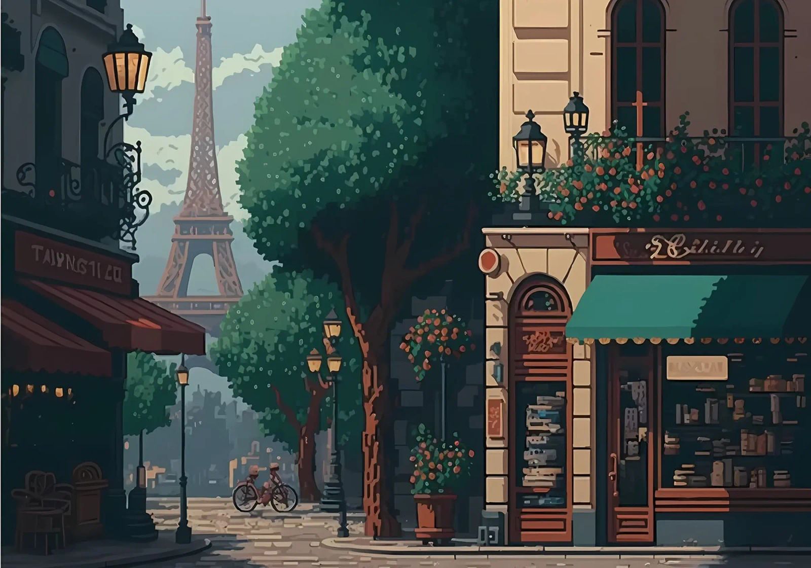 Paris Pixel Kunst Poster von Bernotas