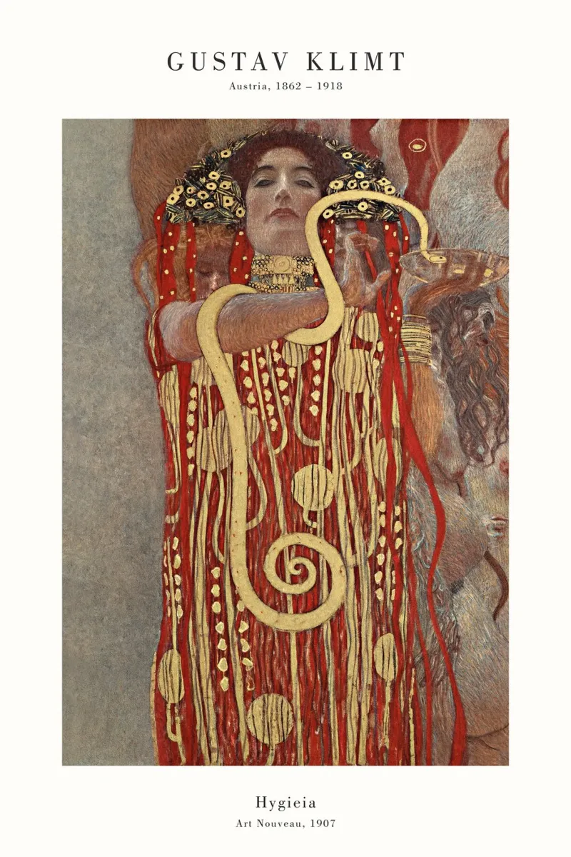 Gustav Klimt - Hygieia tela con Cornice a cassetta da Old Masters