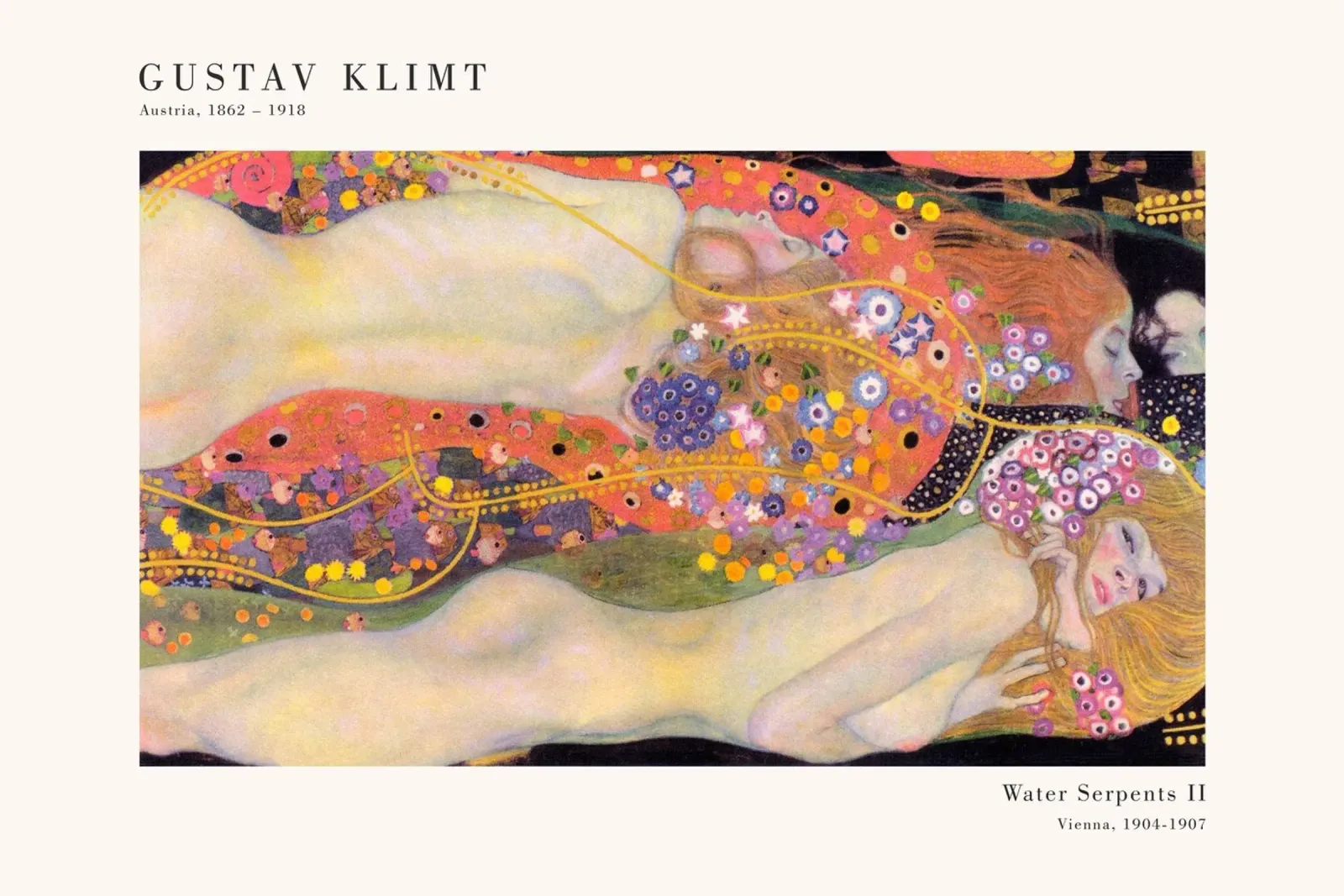 Gustav Klimt - Serpenti d'acqua II poster con telaio in alluminio da Old Masters