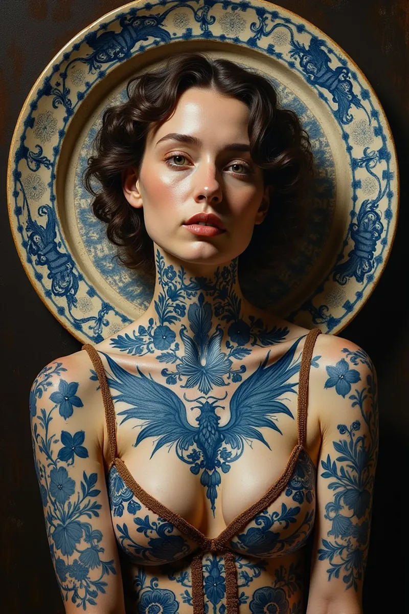 Delft Blue Portrait of Michaela pellicola backlit da Hai Maivory