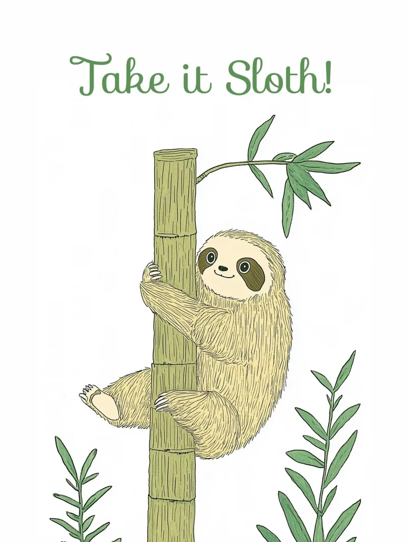"Take it Sloth" Cute Funny Animal & Nature Forest Jungle art pellicola backlit da Kaji