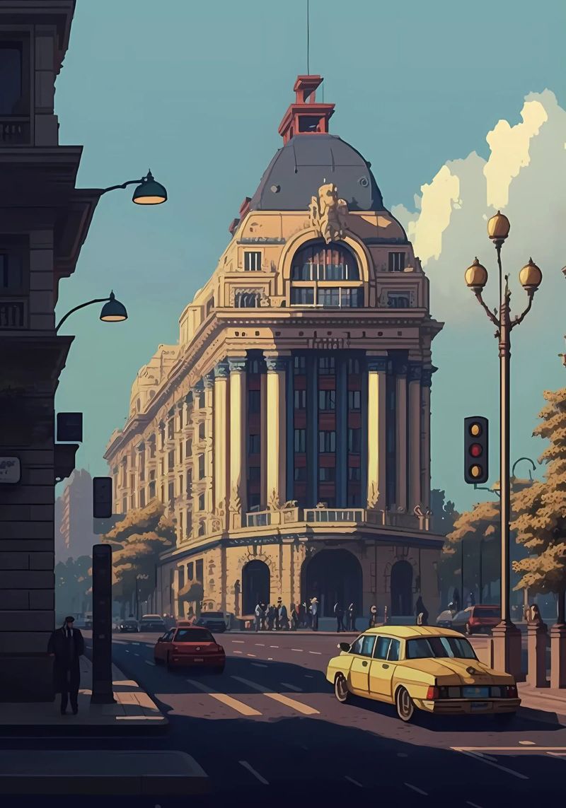 Bucarest 02 Pixel Art pellicola backlit da Bernotas