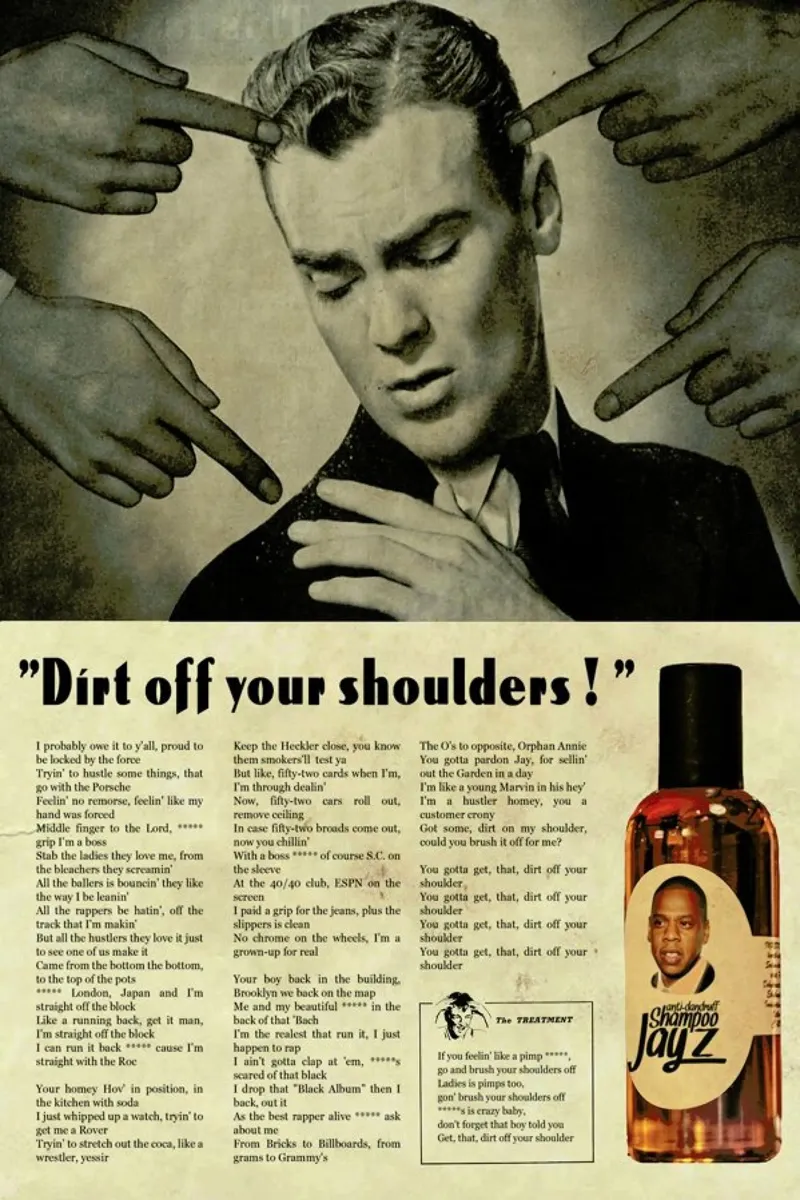 Dirt off your shoulders poster con telaio in alluminio da Ads Libitum