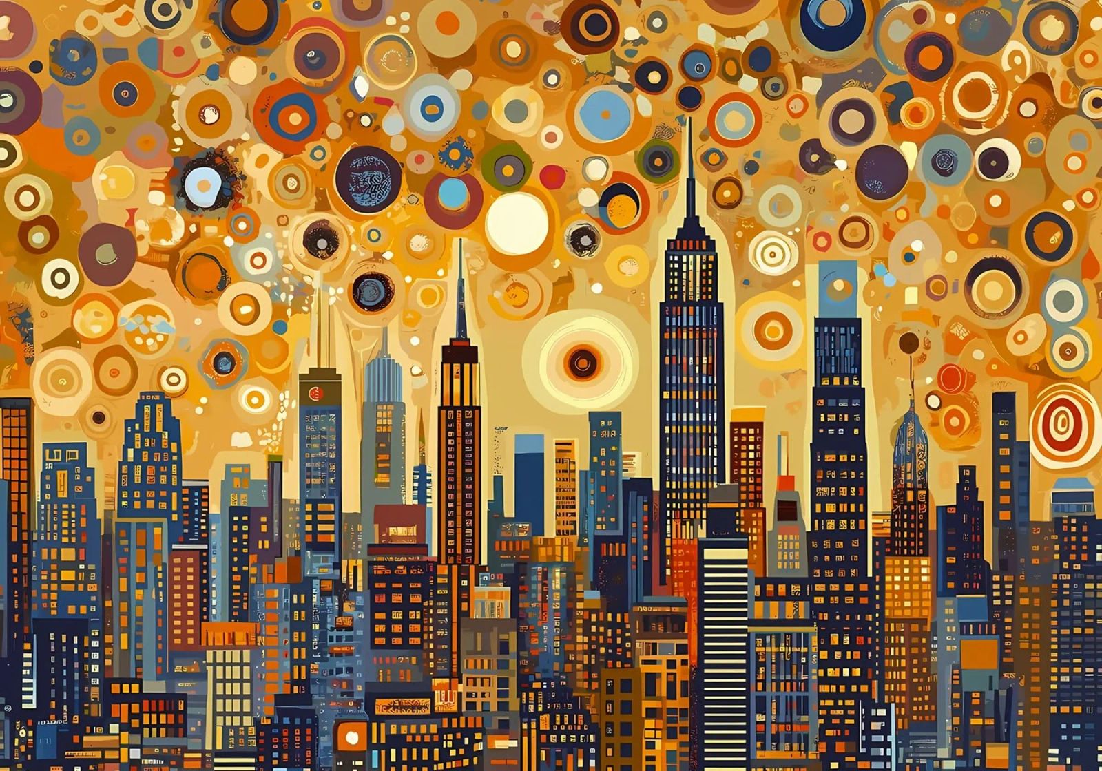 Noche estrellada NYC Skyline poster de Caeson