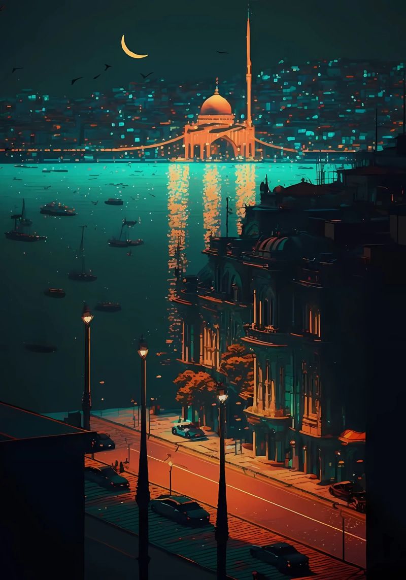 Istanbul Pixel Kunst Poster von Bernotas