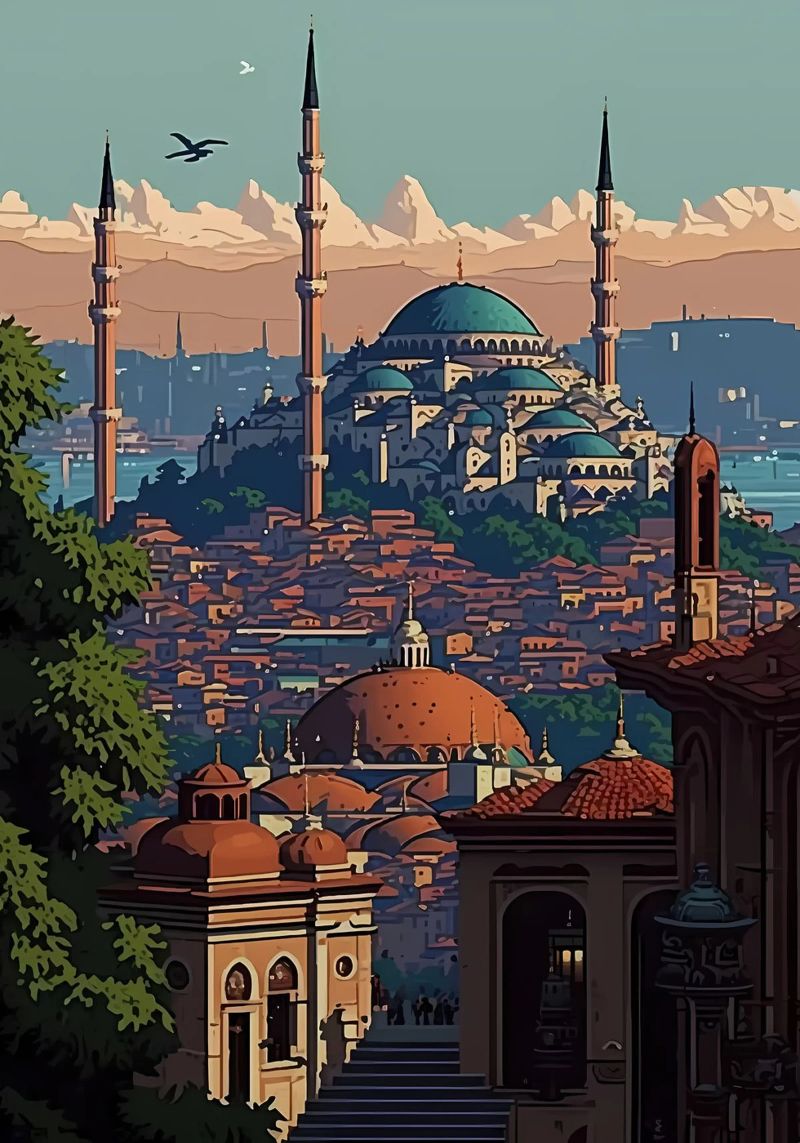 Istanbul Pixel Kunst 03 Poster von Bernotas