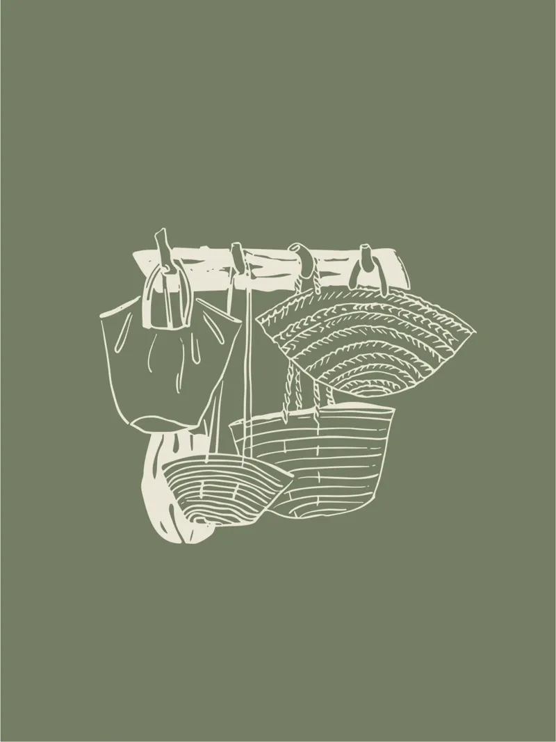 Cesti e borse Boho Verde poster da Peaches Art Prints