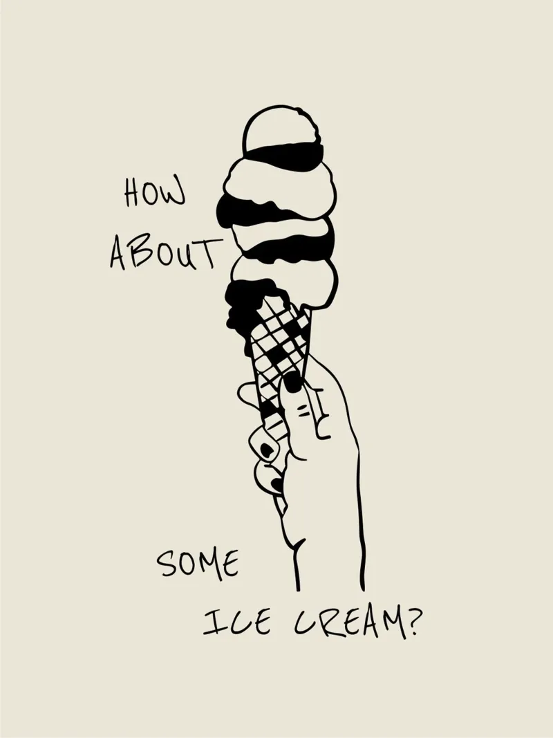 How About Some Ice Cream? Summer Art Illustration canvas with Floater frame by Peaches Art Prints